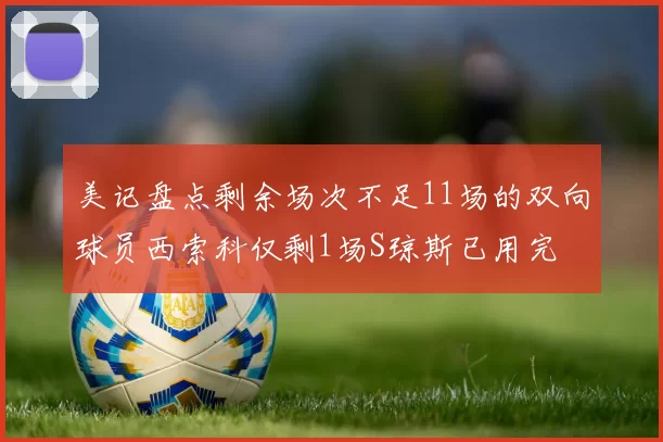 美记盘点剩余场次不足11场的双向球员西索科仅剩1场S琼斯已用完
